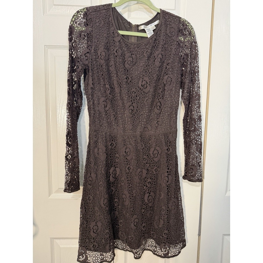 Max Studio Women's Eyelet Brown Dress Flowey Size Large